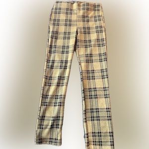 Trendy plaid business casual dress pants women. Yellow,, black & burgundy.